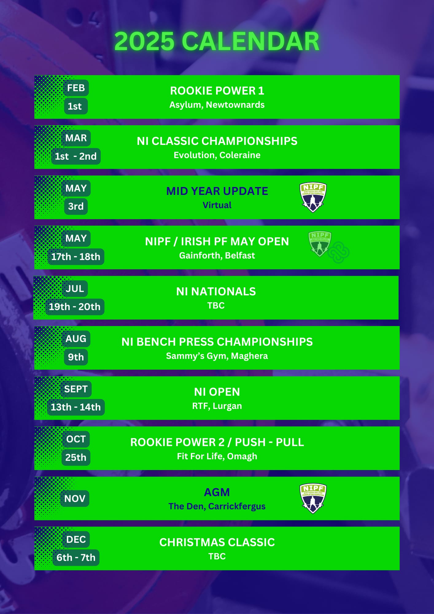NIPF 2025 Calendar